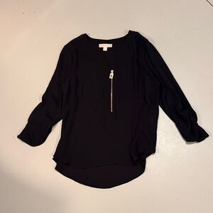 Michael Kors Elegant Black Top with Gold Accent